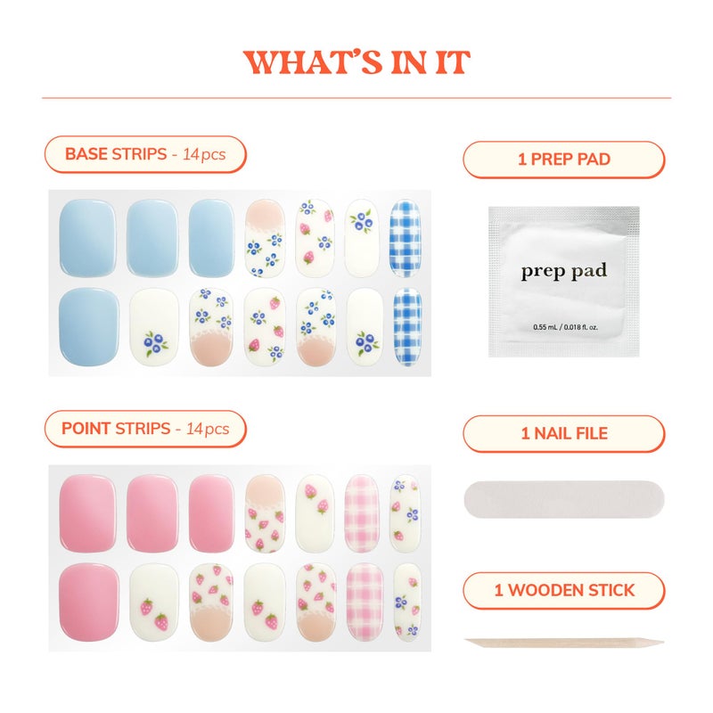 Heyhae Semi Cured Gel Nail Strips | No LED Lamp Needed | Summer, Solid, Pink | Easy Apply & Remove, Salon Quality | Includes 28 Strips, 1 Prep Pads, Nail File & Wooden Stick - Hey, It's Berrylicious - Image 4