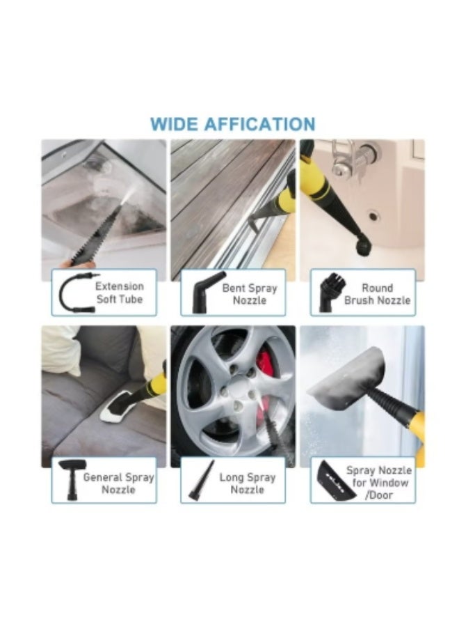 دينكس منظف ​​بخار محمول باليد 1200 وات متعدد الوظائف بدرجة حرارة عالية مع 9 قطع إكسسوارات مناسبة لأريكة المطبخ ونافذة الحمام - Image 3