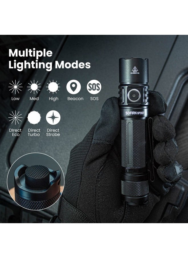 Sofirn sofirn SP35T Tactical Flashlight, 3800 Lumens Super Bright Pocket LED Flashlight Rechargeable with Dual Switch, IPX8 Water Resistance, EDC Flashlight for Camping, Hiking, Emergency  - Image 4