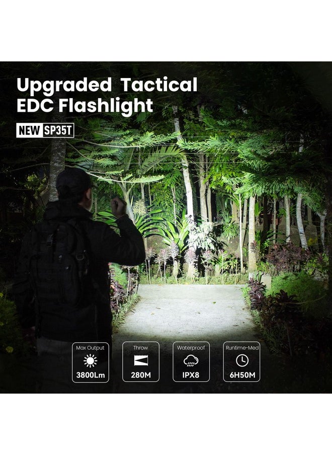Sofirn sofirn SP35T Tactical Flashlight, 3800 Lumens Super Bright Pocket LED Flashlight Rechargeable with Dual Switch, IPX8 Water Resistance, EDC Flashlight for Camping, Hiking, Emergency  - Image 2