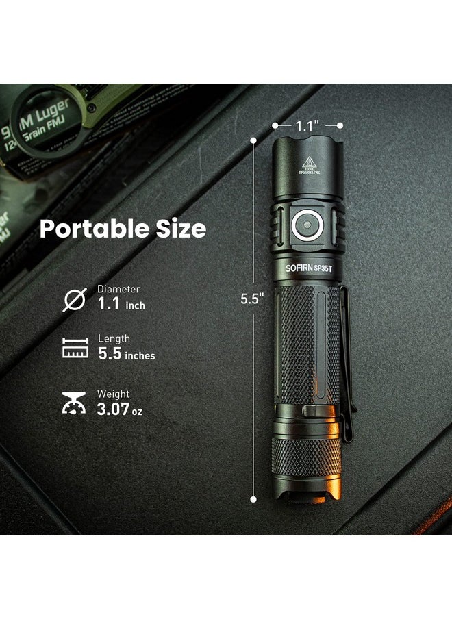 Sofirn sofirn SP35T Tactical Flashlight, 3800 Lumens Super Bright Pocket LED Flashlight Rechargeable with Dual Switch, IPX8 Water Resistance, EDC Flashlight for Camping, Hiking, Emergency  - Image 3