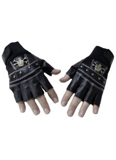 Generic Leather Half Fingers Skull Gloves For Sports activities And Motorcycle - Black color  - Image 3