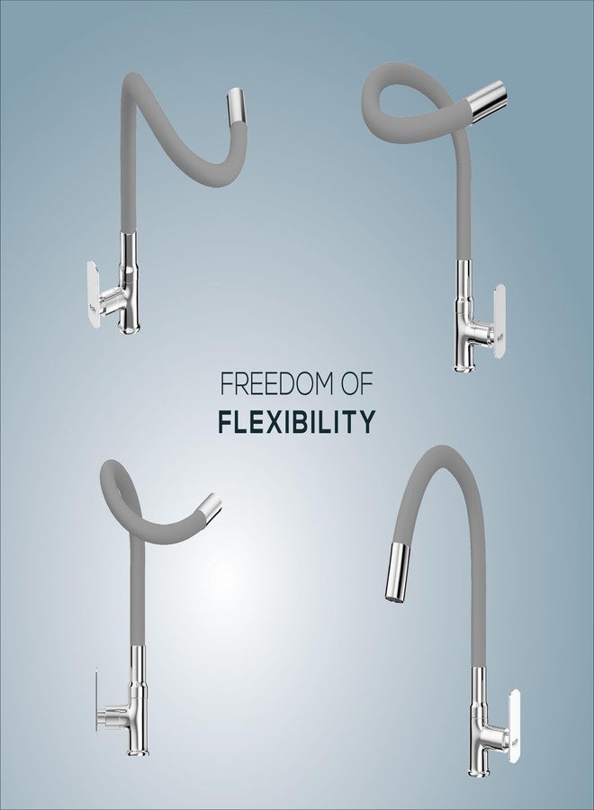Gloxy Deck Mount Kitchen Sink Faucet with Chrome Finished Jet+ Lever - 20-Inch Silicone Grey Flexible Spout with Water-Saving Single Flow Nozzle for Kitchen - Image 4