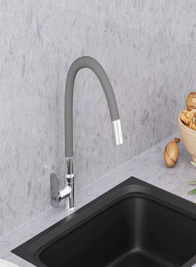 Gloxy Deck Mount Kitchen Sink Faucet with Chrome Finished Jet+ Lever - 20-Inch Silicone Grey Flexible Spout with Water-Saving Single Flow Nozzle for Kitchen - Image 1