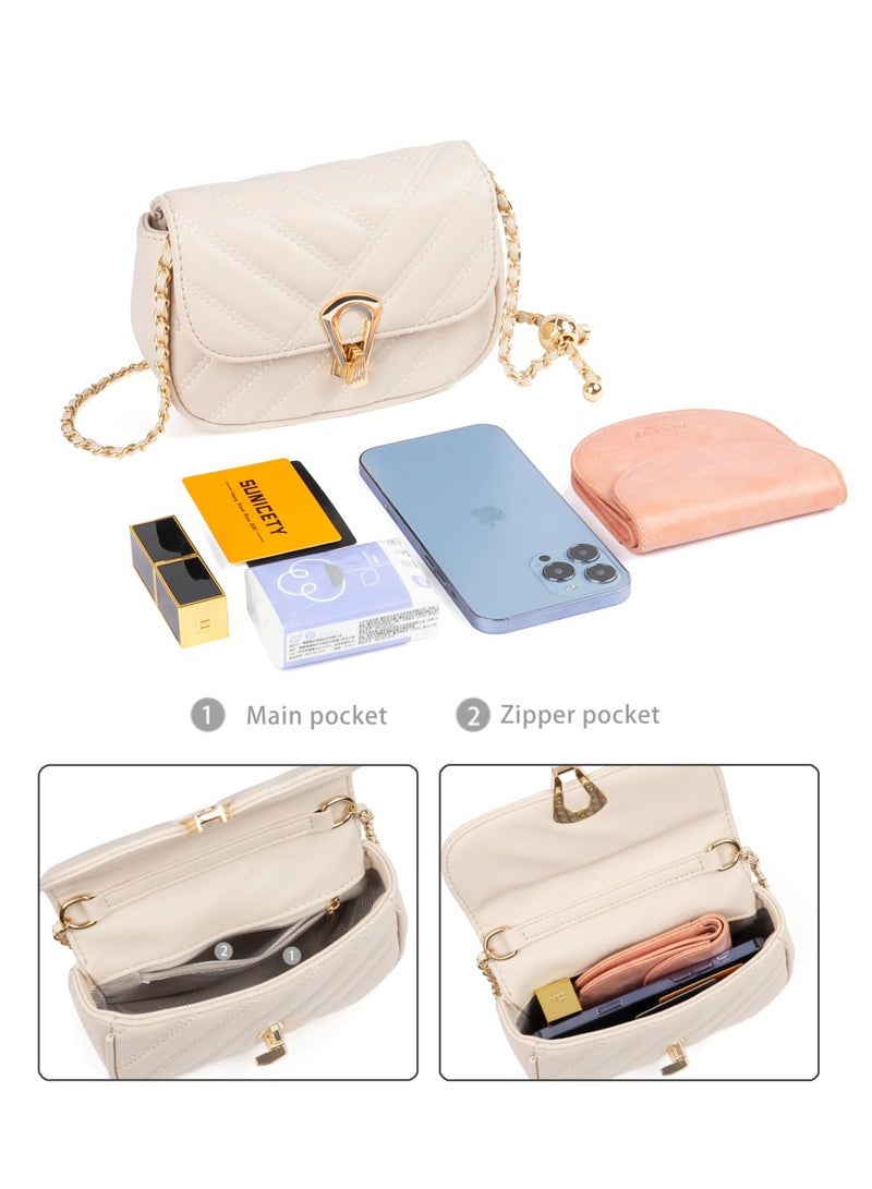 Excefore Diamond Check Crossbody Shoulder Bag Trendy Designer Shoulder Bag PU Leather Small Purse Adjustable Chain Strap Suitable for Women - Image 2