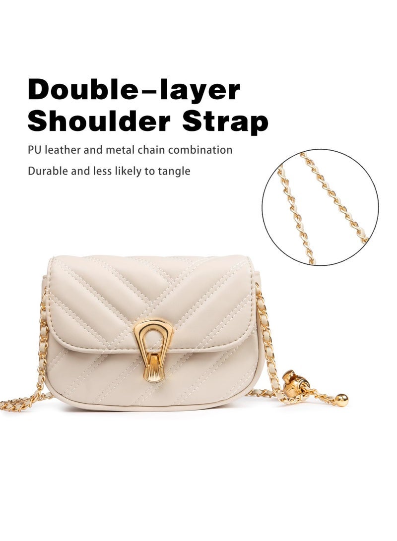Excefore Diamond Check Crossbody Shoulder Bag Trendy Designer Shoulder Bag PU Leather Small Purse Adjustable Chain Strap Suitable for Women - Image 3