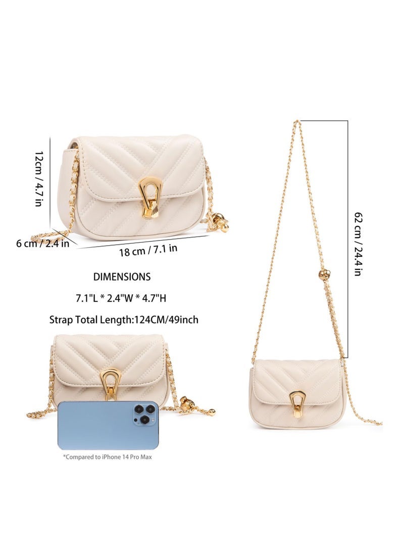 Excefore Diamond Check Crossbody Shoulder Bag Trendy Designer Shoulder Bag PU Leather Small Purse Adjustable Chain Strap Suitable for Women - Image 4