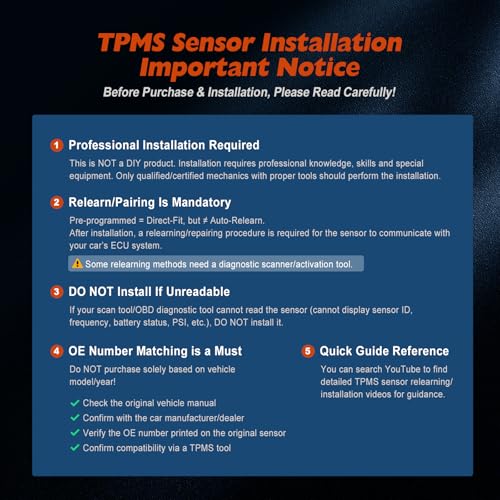 Torquizo TPMS Sensor 315Mhz 4 PCS Tire Pressure Sensors Compatible with Ford 2005-2011 Escape Edge Expedition Explorer Flex Focus F-150 Fusion MKS MKT MKX MKZ Mazda Mercury Replace Part 6F2Z1A189A 7L1Z1A189A - Image 5