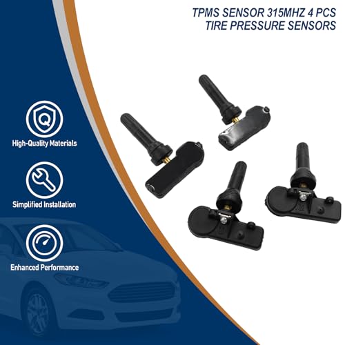 Torquizo TPMS Sensor 315Mhz 4 PCS Tire Pressure Sensors Compatible with Ford 2005-2011 Escape Edge Expedition Explorer Flex Focus F-150 Fusion MKS MKT MKX MKZ Mazda Mercury Replace Part 6F2Z1A189A 7L1Z1A189A - Image 2