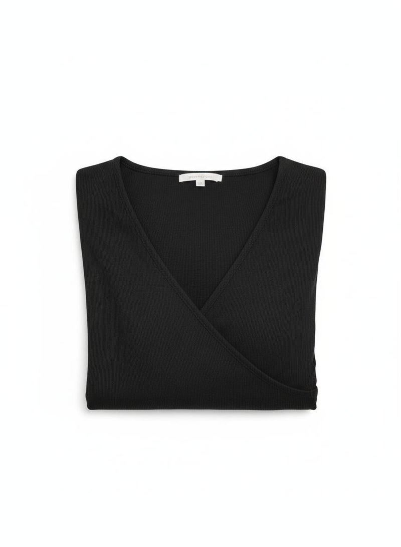 Don't Call Me Jennyfer Women's Ribbed Long Sleeve Surplice Wrap Top - Image 3