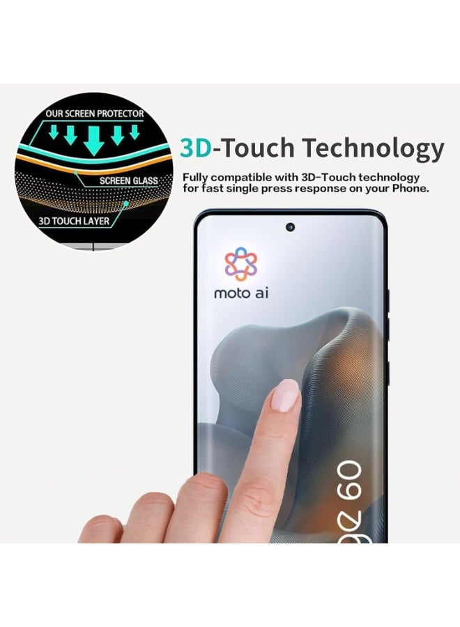 Muzz حماية شاشة مصممة لجهاز موتورولا إيدج 60 برو 2025 لاصق كامل خالي من الفقاعات مضاد للخدش مضاد لبصمات الأصابع صلابة 9H زجاج مقسى بحواف منحنية 3D لحماية شاشة موتو إيدج 60 برو - Image 4