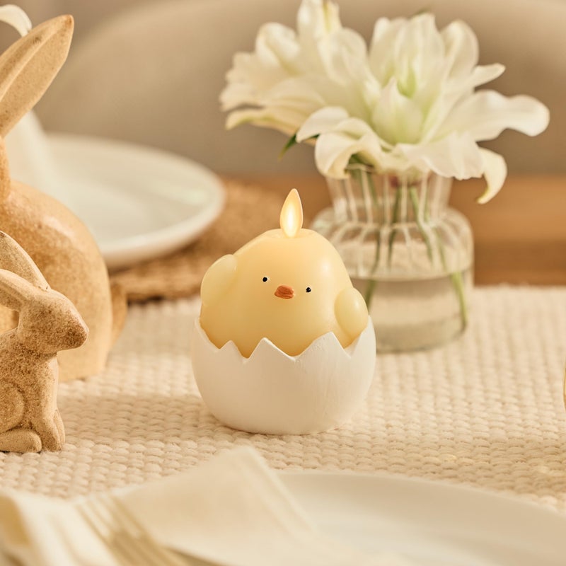 Luminara Hatching Easter Chick Candle - 3.3" x 4.3" - Flameless Real-Flame Holiday-Inspired Decor - AA Batteries - Flickering LED Flame - Image 2