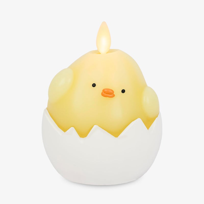 Luminara Hatching Easter Chick Candle - 3.3" x 4.3" - Flameless Real-Flame Holiday-Inspired Decor - AA Batteries - Flickering LED Flame - Image 1