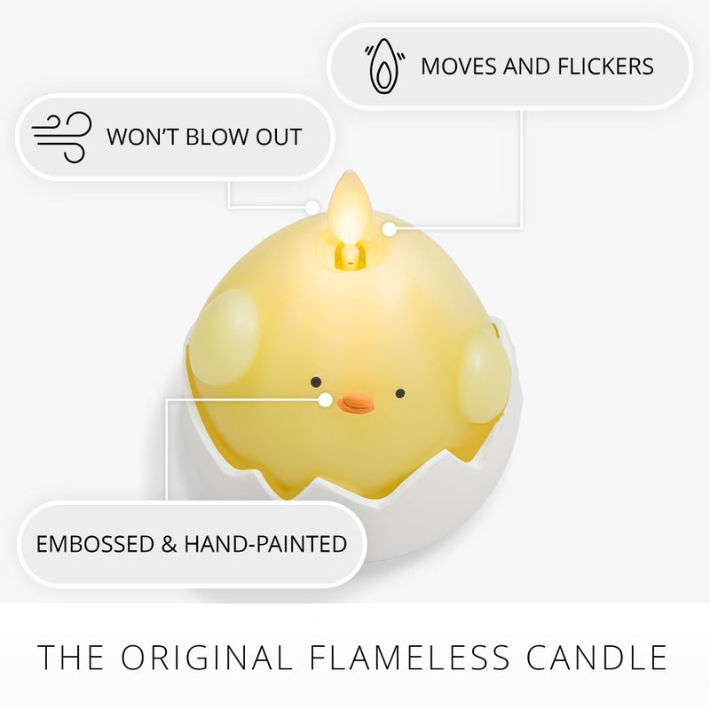 Luminara Hatching Easter Chick Candle - 3.3" x 4.3" - Flameless Real-Flame Holiday-Inspired Decor - AA Batteries - Flickering LED Flame - Image 4
