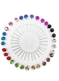 Excefore Hijab Pins with Safety Caps, 30Pcs Colorful Crystal Rhinestone Pins, Scarf Pins, Brooch Pins, Shawl Sweater Cardigan Safety Pins, Wedding Pins Sewing Snag-Free Pins  - Image 1