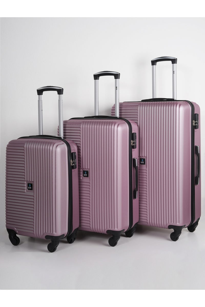 KTMC 3-Piece Luggage Set, ABS Material, Lightweight, 360° Rotated 4-Wheels, Tough Suitcase for Travel, Sizes 20/24/28 inches Pink - Image 1