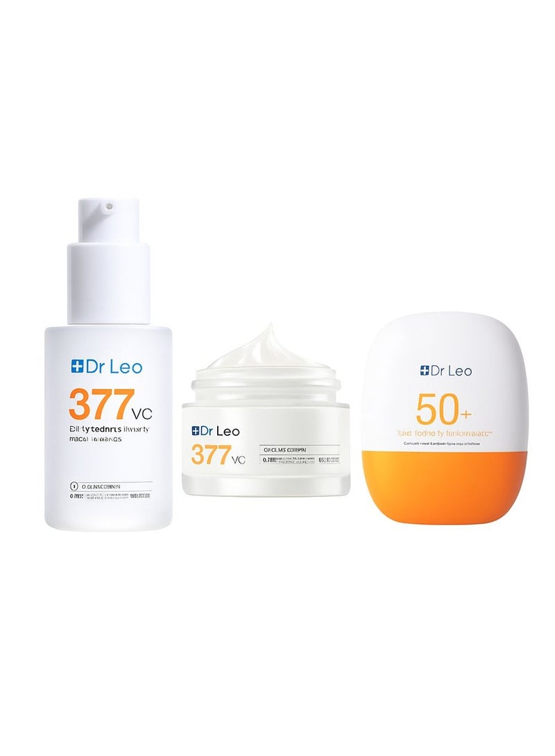 دكتور ليو د. ليو 377 VC سيروم التفتيح (30مل) وكريم إزالة البقع الداكنة (30غ) + واقي الشمس ألترا فيشل UV بروتكتور (30غ) - Image 1