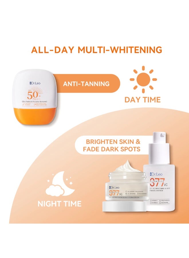 دكتور ليو د. ليو 377 VC سيروم التفتيح (30مل) وكريم إزالة البقع الداكنة (30غ) + واقي الشمس ألترا فيشل UV بروتكتور (30غ) - Image 2