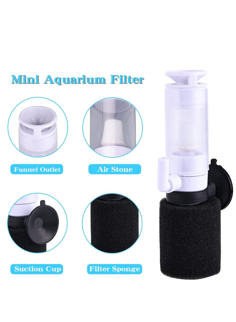 SYOSI Mini Aquarium Sponge Filter 2PCS Fry Betta Shrimp Foam Filter Kit with Airline Tubing Quiet Internal Fish Tank Filter - Image 2