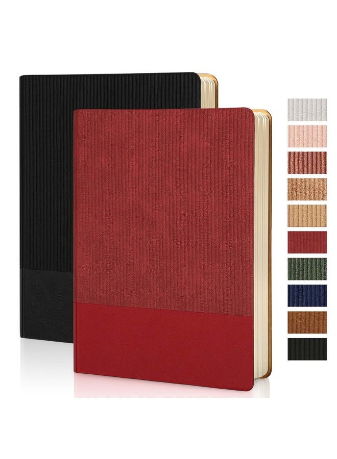 TSFPapier Lined Notebook Journal Notebooks for Work Hardcover Journaling 5.79"x8.27" A5 Leather Journals 216 Pages 100GSM Thick Paper Black/Red - Image 1