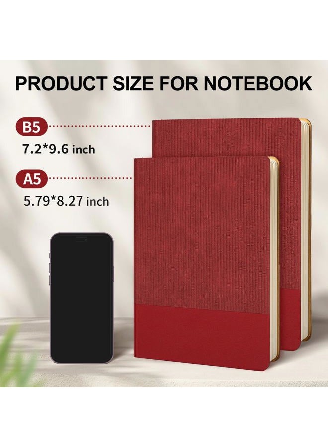 TSFPapier Lined Notebook Journal Notebooks for Work Hardcover Journaling 5.79"x8.27" A5 Leather Journals 216 Pages 100GSM Thick Paper Black/Red - Image 2