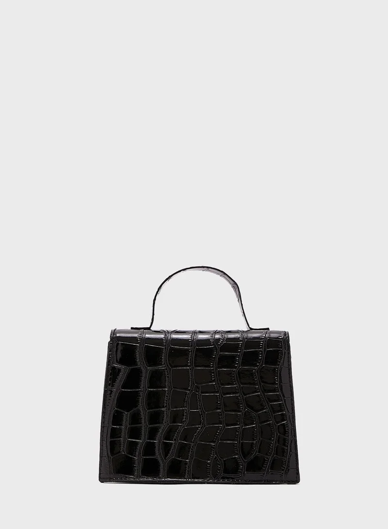 ELLA Textured Patent Satchel Handbag