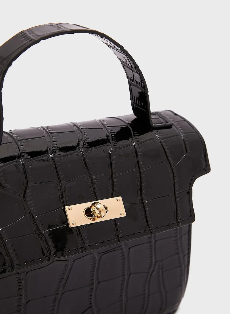 ELLA Textured Patent Satchel Handbag