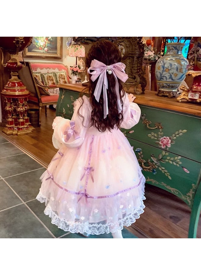 Anneyol Annieyouer فستان أميرة لوليتا للفتيات، تنورة تول أنيقة للأطفال، فستان عيد ميلاد للفتيات، وردي، المقاس 110 - Image 3
