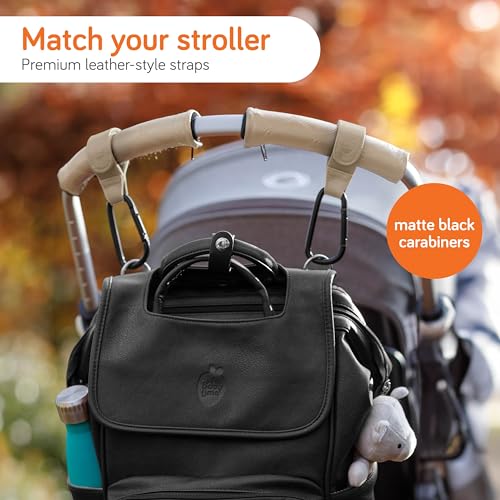 Baby Uma Stroller Hooks for Bags (2 Pack) - Leather-Style Stroller Clips and Hooks, Non-Slip Stroller Accessories, Carry 11 lbs Per Stroller Hook, Universal Baby Essentials & Stroller Accessories - Image 2
