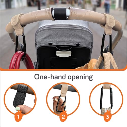 Baby Uma Stroller Hooks for Bags (2 Pack) - Leather-Style Stroller Clips and Hooks, Non-Slip Stroller Accessories, Carry 11 lbs Per Stroller Hook, Universal Baby Essentials & Stroller Accessories - Image 5