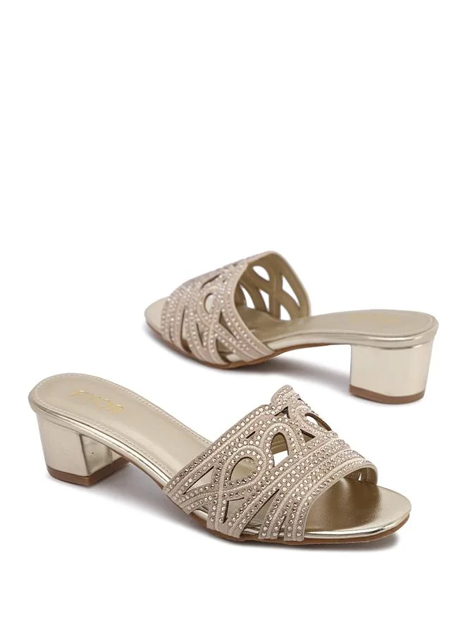 Fyor  Embellished Lattice Strap Block Heel MY 415 for Women | Best Price UAE