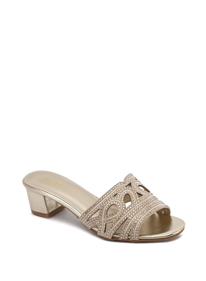 فايور Embellished Lattice Strap Block Heel MY 415