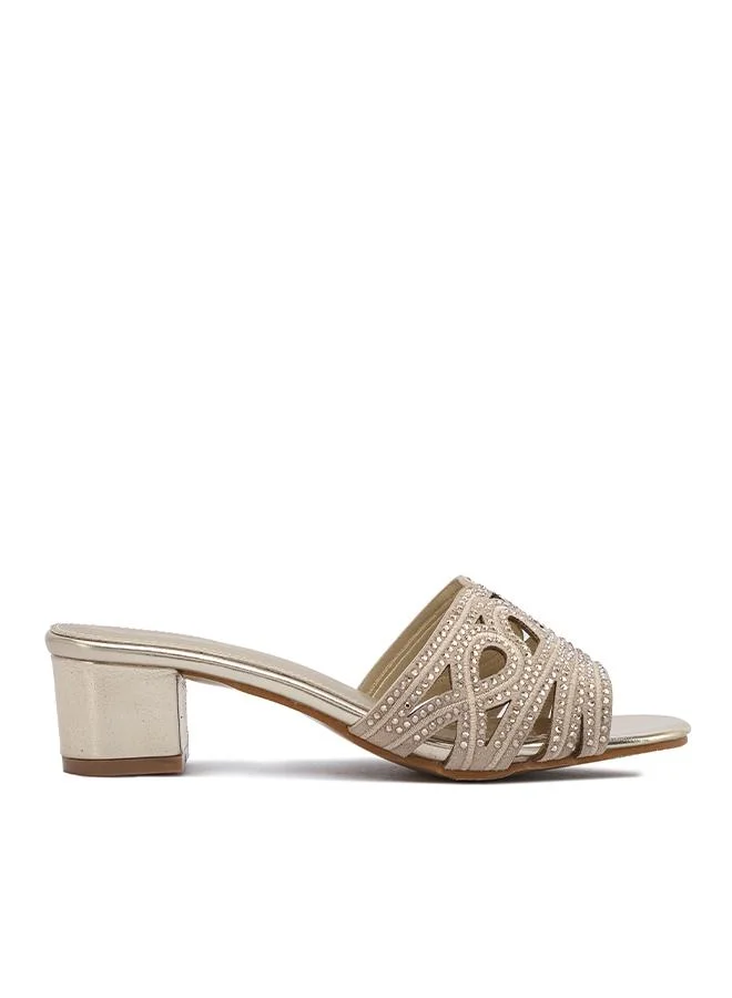 فايور Embellished Lattice Strap Block Heel MY 415