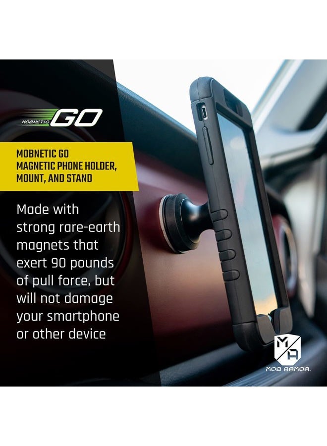 MOB ARMOR MobNetic Go Magnetic Phone Car Holder with Metal Plate - Strong Magnetic Base, Aircraft Grade Aluminum, Car Dashboard & Metal Surface Mount, Compatible with iPhone and Android Smartphones - Image 2