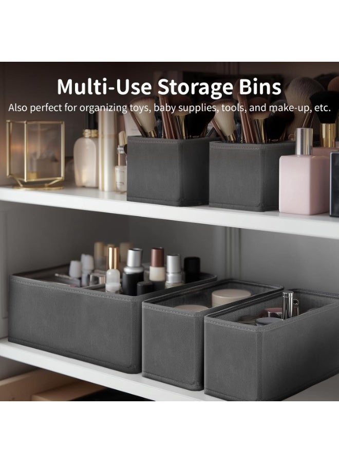 Beauenty Drawer Organizer Clothes, 6 Set Storage Bins for Baby Clothes, Underwears, Sock (Gray) - Image 4