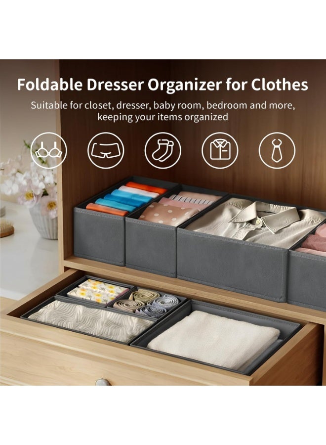 Beauenty Drawer Organizer Clothes, 6 Set Storage Bins for Baby Clothes, Underwears, Sock (Gray) - Image 2
