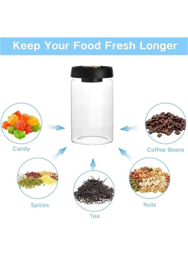 HOOKOR Vacuum Coffee Canister Mason Jar, Airtight Food Storage Overnight Oats Containers with Lids, Food Storage Containers - Perfect for Coffee Beans, Tea, Sugar, Candy, Spices, Rice (1200ML) - Image 2