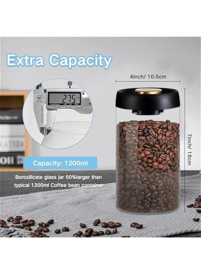 HOOKOR Vacuum Coffee Canister Mason Jar, Airtight Food Storage Overnight Oats Containers with Lids, Food Storage Containers - Perfect for Coffee Beans, Tea, Sugar, Candy, Spices, Rice (1200ML) - Image 4