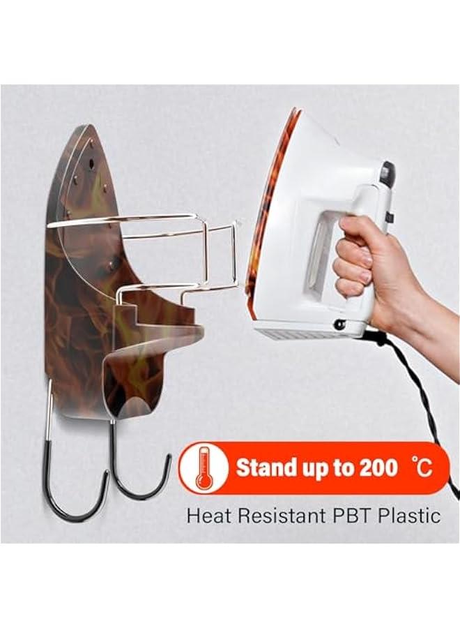 MIXDE Ironing Board Holder Wall Mount,Electric Iron Holder Iron and Ironing Board Storage Organizer Shelf with Removable Hooks for Household Bathroom Laundry Room Max 5 Inch Width(Style1-Black) - Image 3