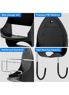 MIXDE Ironing Board Holder Wall Mount,Electric Iron Holder Iron and Ironing Board Storage Organizer Shelf with Removable Hooks for Household Bathroom Laundry Room Max 5 Inch Width(Style1-Black)  - Image 5