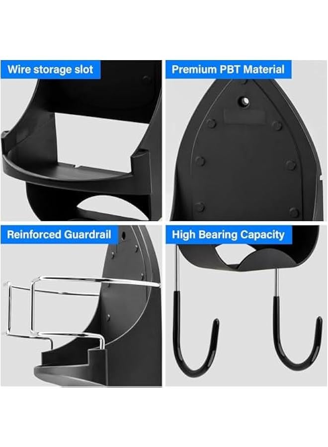 MIXDE Ironing Board Holder Wall Mount,Electric Iron Holder Iron and Ironing Board Storage Organizer Shelf with Removable Hooks for Household Bathroom Laundry Room Max 5 Inch Width(Style1-Black) - Image 5