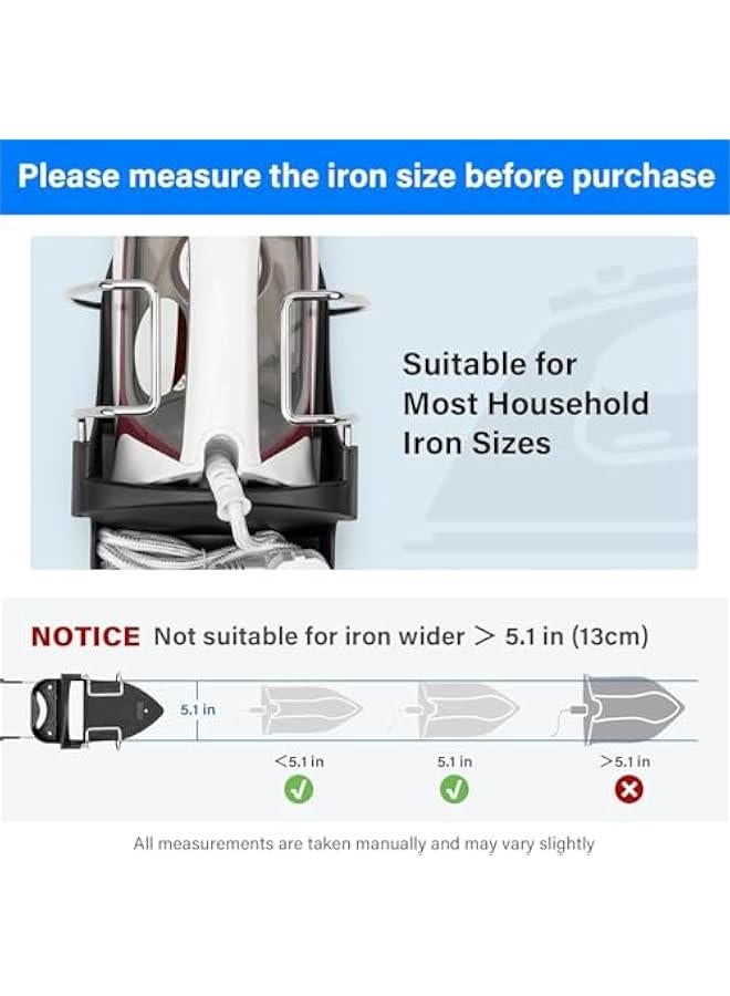 MIXDE Ironing Board Holder Wall Mount,Electric Iron Holder Iron and Ironing Board Storage Organizer Shelf with Removable Hooks for Household Bathroom Laundry Room Max 5 Inch Width(Style1-Black) - Image 2