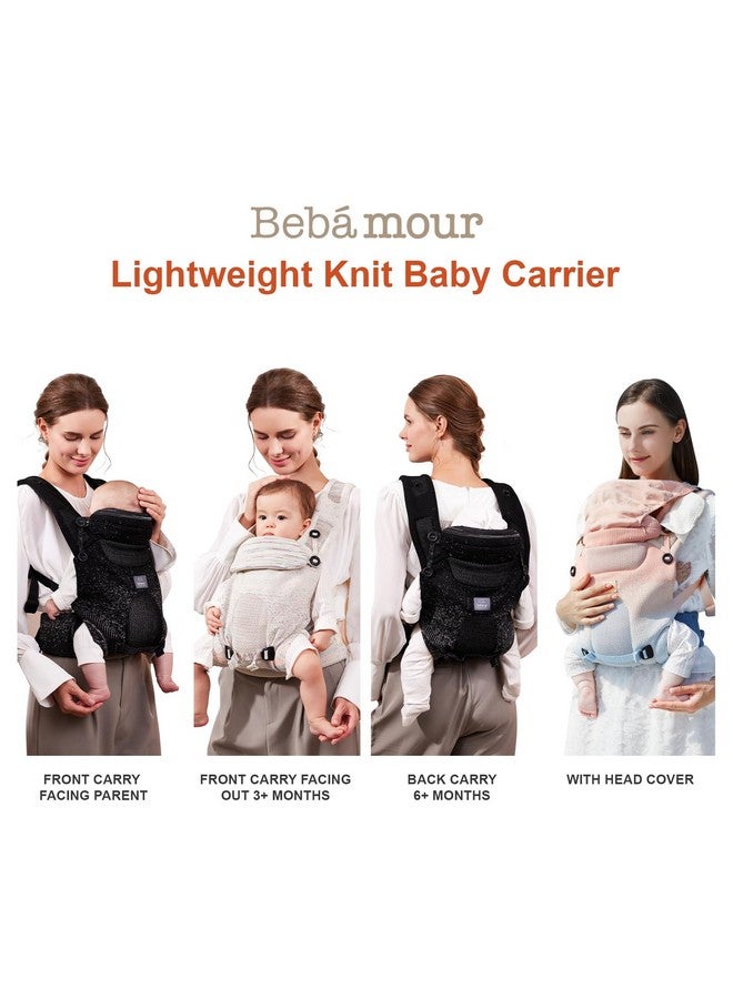 Bebamour Knit Baby Carrier Newborn to Toddler -Lightweight Baby Wrap Carrier 3-in-1 Baby Carrier Front and Back Carry (Grey,7-32 lbs) - Image 1