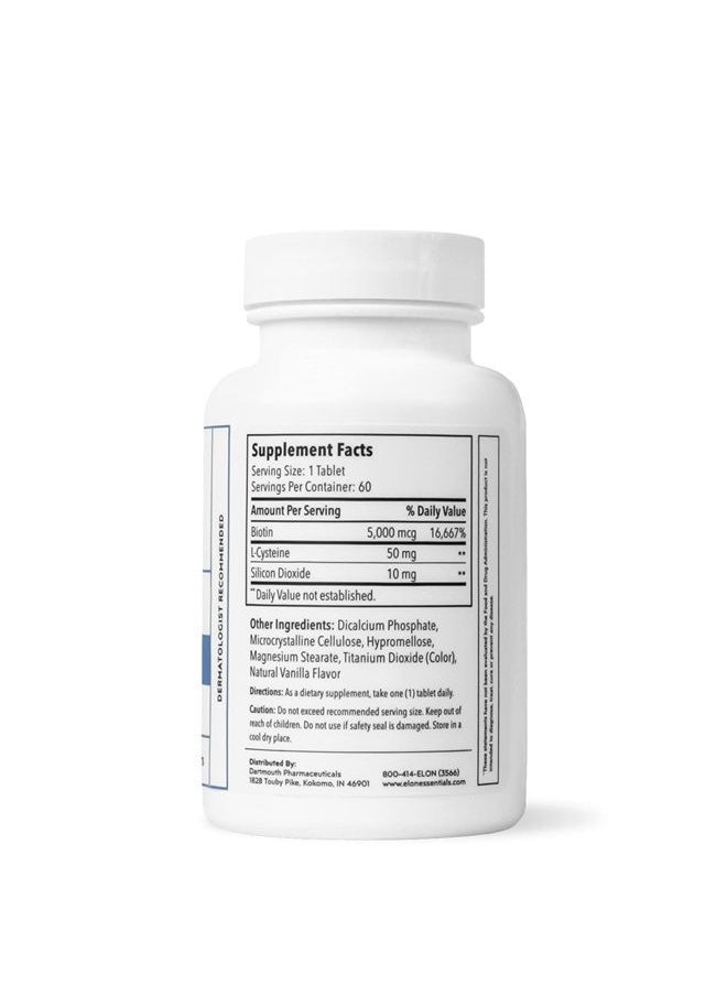 Elon - Matrix 5000 Hair & Nail Vitamins (60 Day Supply) - Biotin 5000mcg Vitamins for Hair Growth w/Extended Release - Promotes Healthy & Strong Hair & Nails - Suitable for All Hair Types - Image 1