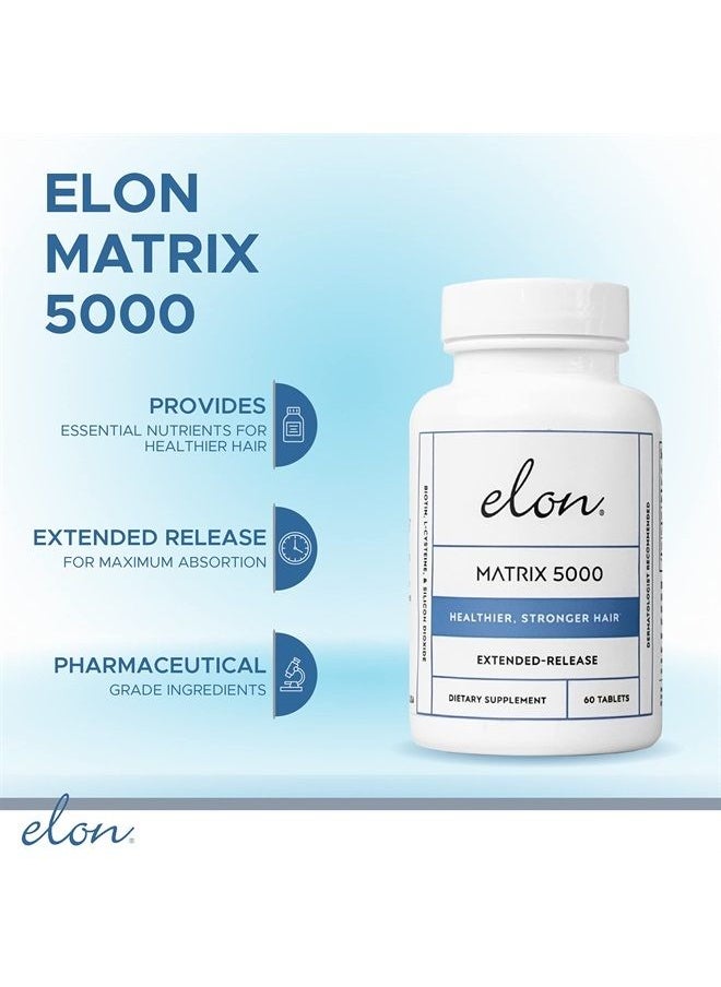Elon - Matrix 5000 Hair & Nail Vitamins (60 Day Supply) - Biotin 5000mcg Vitamins for Hair Growth w/Extended Release - Promotes Healthy & Strong Hair & Nails - Suitable for All Hair Types - Image 1