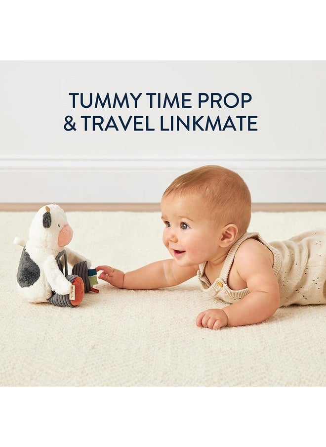 Itzy Ritzy Itzy Ritzy Sensory Tummy Time Toy Mirror - Features Crinkle & Jingle Sounds, Multiple Textures and Mirror for Self-Discovery, Infant Toy for Ages 0 Months and Up, Cow  - Image 2