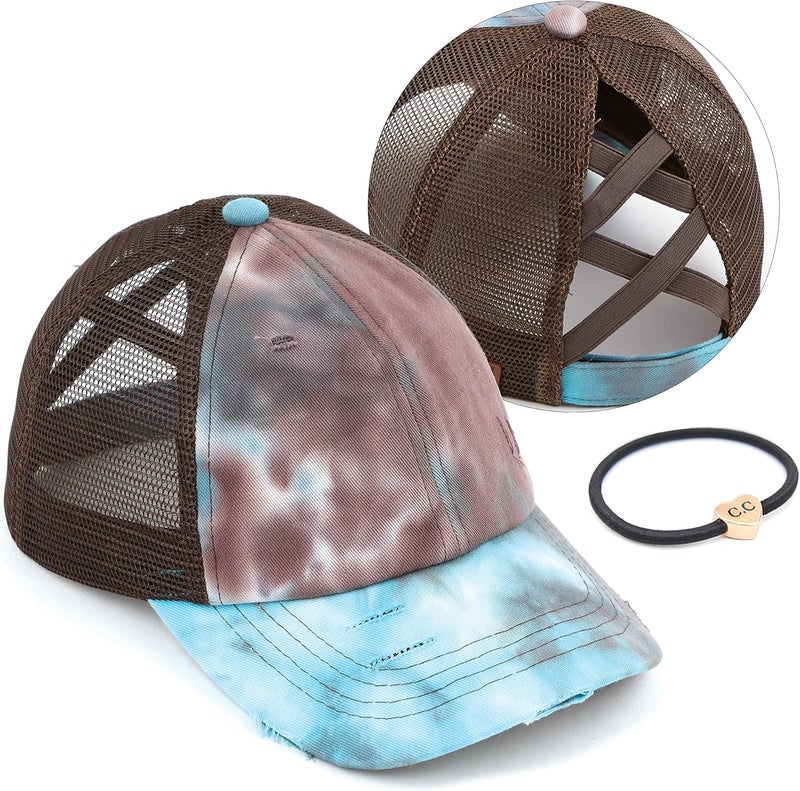 Cc Ponycap Messy High Bun Ponytail Adjustable Glitter Mesh Trucker Baseball Cap - Image 1