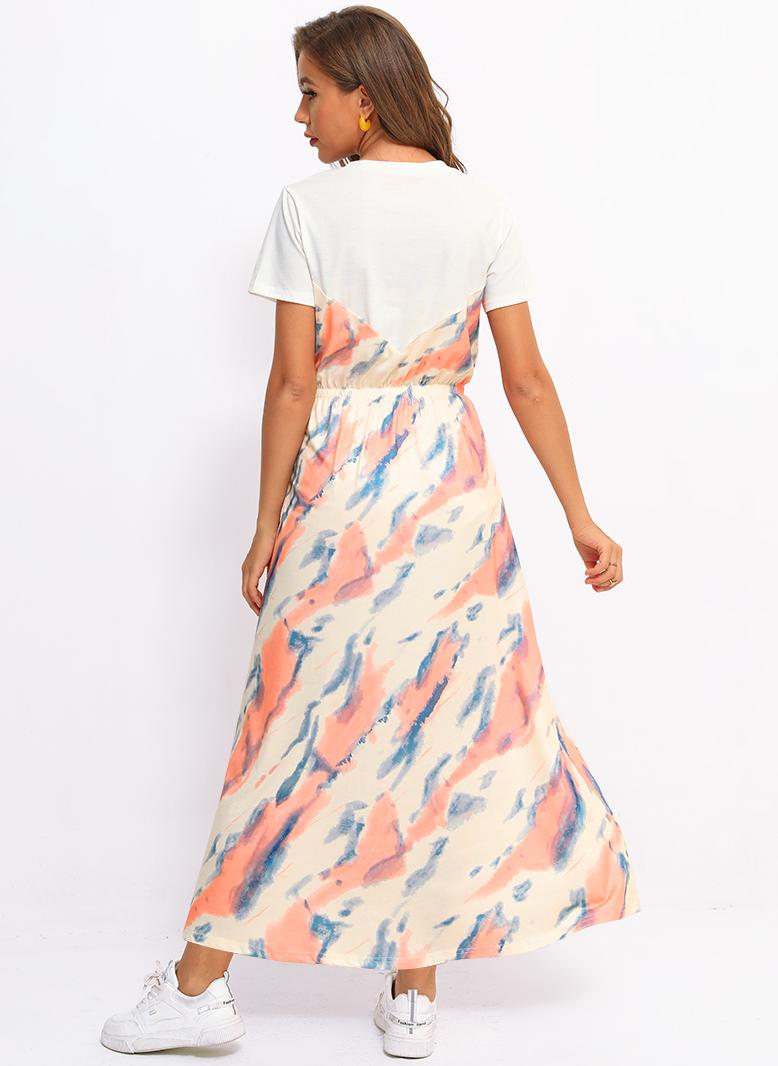 فرايديين نسائي موضة سريعة دائري مموهه منتظم فساتين ميد وردي - Image 2