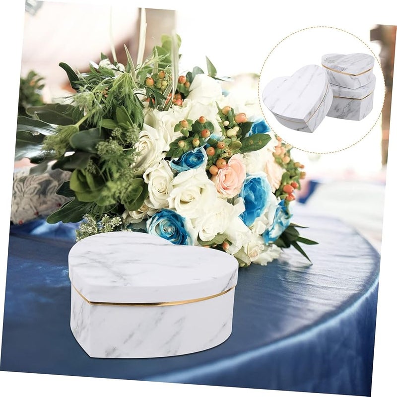 مجموعة هدايا من صندوق رخامي على شكل قلب، مجموعة من 3 لصناديق حلوى الوجبات الخفيفة وتخزين الهدايا الحفلات - Image 5