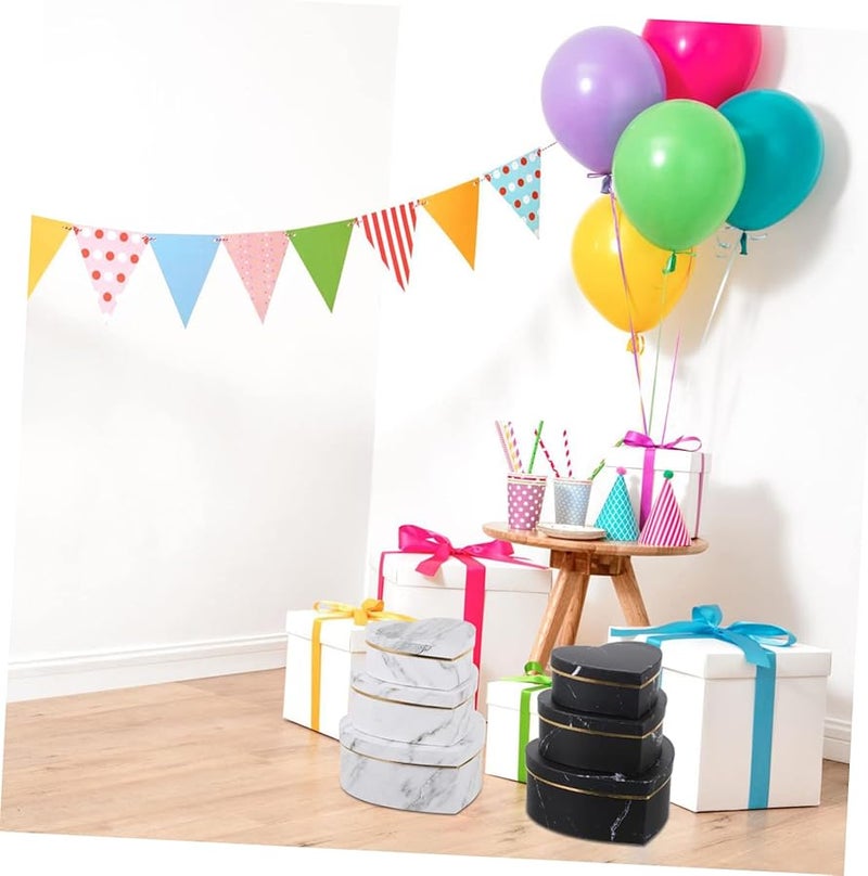 مجموعة هدايا من صندوق رخامي على شكل قلب، مجموعة من 3 لصناديق حلوى الوجبات الخفيفة وتخزين الهدايا الحفلات - Image 3